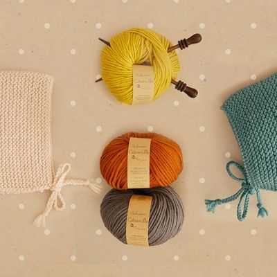 Béguin à tricoter en laine Aubusson