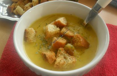 Croûtons à l'ail et soupe de légumes