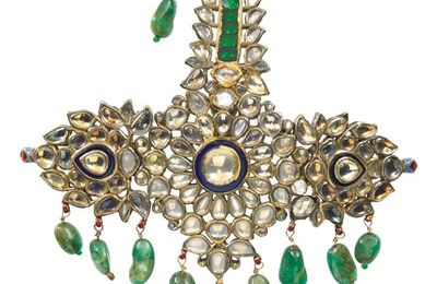 A jewelled and enamelled sarpech, India, 19th century with later elements