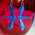 VENDUES - Origami - Boucles d'oreilles Libellules bleues