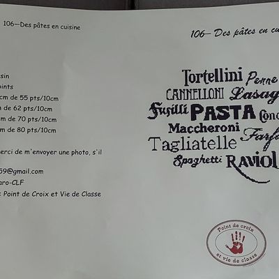 Torchon "les pâtes en cuisine" étape 1