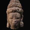A sandstone head of a male divinity, Champa (Vietnam), My-Son A 1 style, 10th century