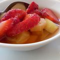 Soupe de rhubarbe aux fraises