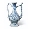 A blue and white lotus ewer, Late Ming dynasty, 16th-17th century
