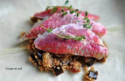 Aumônières de rougets aux aubergines