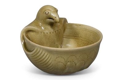 A rare Yueyao parrot-form cup, Six Dynasties (220-589)