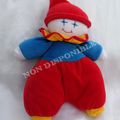 Doudou Peluche Lutin Garçon Bonhomme Rouge Bleu Collerette Jaune Françoise Saget