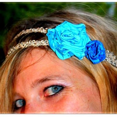 HEADBAND blue roses