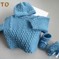 Tuto tricot bébé trousseau brassière, bonnet et chaussons bb