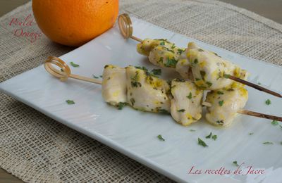 Brochettes de poulet mariné à l'orange