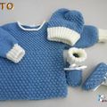 TUTO tricot bb BOUTIQUE bebe modele layette bébé et patron a tricoter Explications brassière, bonnet, bloomer, chaussons