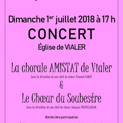 Concert 1 juillet 2018 Quarantième anniversaire de la chorale Amistat. Concert en compagnie du "Chœur du Soubestre"