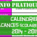 Informations pratiques : calendrier scolaire 2014-2015