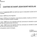 Prix des repas de la cantine scolaire de la commune de St Jean St Nicolas