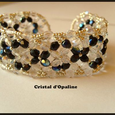 Bracelet tissé de perles cristal et noir - 278