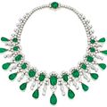 A Platinum, 18 Karat Gold, Emerald and Diamond Necklace, Bulgari, 1959