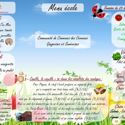 MENU cantine semaine du 23 au 29 mai 11