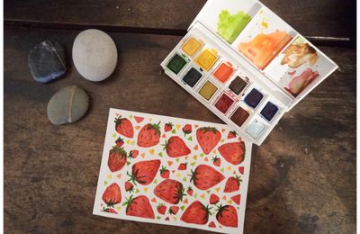 Des fraises à l'aquarelle