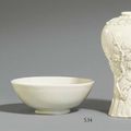 A blanc de Chine meiping vase and bowl, Qing dynasty, 18th century