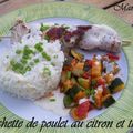 Brochette de poulet au citron et au thym