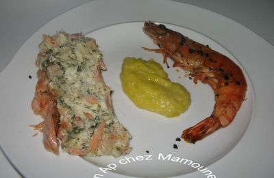 Terrine saumon, colin, gambas et sa sauce aïoli