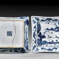 Pair of  blue and white porcelain dishes. Jiaqing Marks and of the Period, Circa 1800