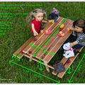 Dimensions d'une table de pique-nique pour poupée 46 à 50 cm - Dimensions of a picnic table for 18" doll