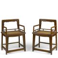 A pair of huanghuali low back arm chairs, Meiguiyi, 17th-18th century