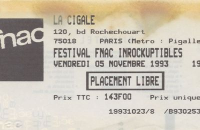 The Auteurs / The Boo Radleys - Vendredi 5 Novembre 1993 - Festival des Inrocks - La Cigale (Paris)