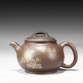 A Yixing gilt-pinted teapot, Qing dynasty, Daoguang period