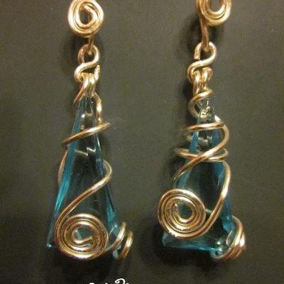 Boucles d'oreilles en argent plaquées bleue