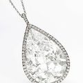 A D-color, pear-shaped diamond pendant necklace of approx. 22.73 cts.