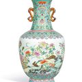 A rare and brilliantly enamelled famille-rose 'Quail' vase, Seal mark and period of Qianlong (1736-1795)