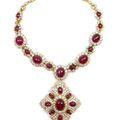 20th century cabochon ruby, diamond and gold collar pendant necklace by Van Cleef & Arpels, Paris c,1970