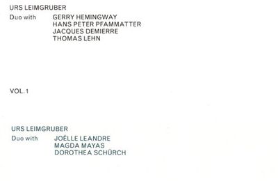 Urs Leimgruber : Air Vol. 1 & 2 