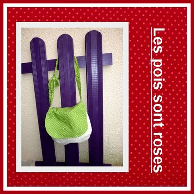 ♥ Petite besace verte à pois ♥