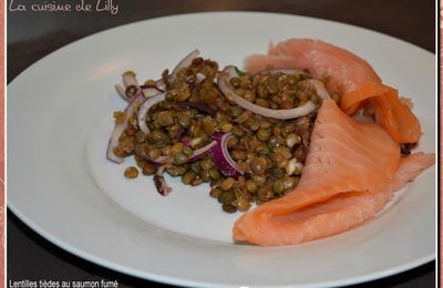 Lentilles tièdes au saumon fumé