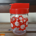 Vintage ... Pot en verre HENKEL Fleurs rouges 