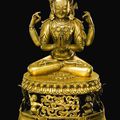 A Sino-Tibetan gilt-bronze figure of Avalokitesvara, Qianlong mark and period (1736-1795)