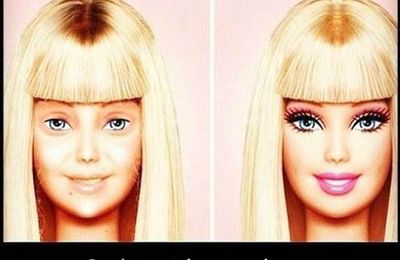 cette photo représente barbie sans maquillage .