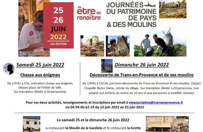 Journées du Patrimoine de Pays et des Moulins