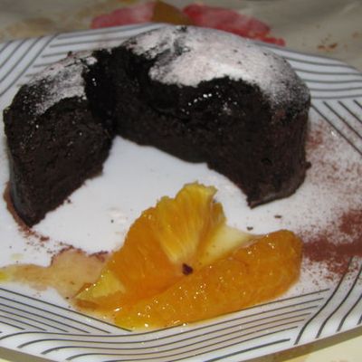 FONDANT CHOCOLAT-ORANGE et ses suprêmes au cointreau