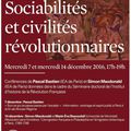 Paris 7 et 14 décembre 2016 : " sociabilités et civilités révolutionnaires".