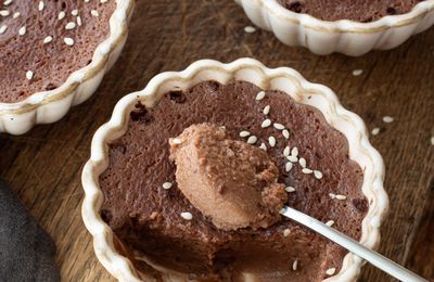 Flans chocolat-sésame #vapeurdouce #sansgluten #sanslactose #sanssucre