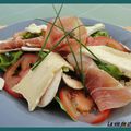 SALADE COMPOSEE, JAMBON GANDA, TOMATES, CHAMPIGNONS, BRIE...