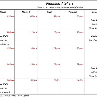 Planning Ateliers
