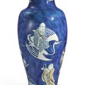 A powder-blue-ground 'Immortals' vase, Qing dynasty, Kangxi period (1662-1722)