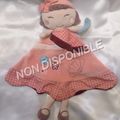 Doudou Plat Poupée Hanaé Rose Eventail Fleurs Sauthon