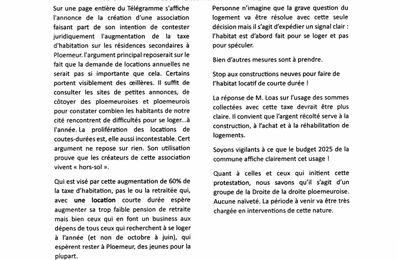 PLOEMEUR, LOGEMENTS, IL EN FAUT PLUS  POUR TOUS
