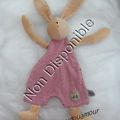 Doudou Peluche Plat Lapin Sylvain Beige Rouge Rayures Blanc Moulin Roty